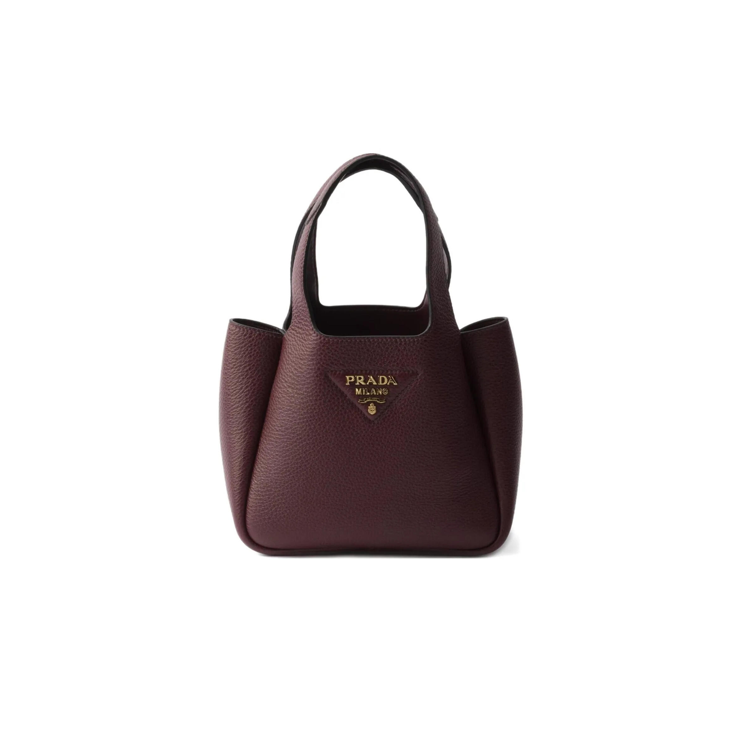 PRADA LEATHER MINI HANDBAG WITH TOP HANDLE 1BA349 (18*16*10cm)